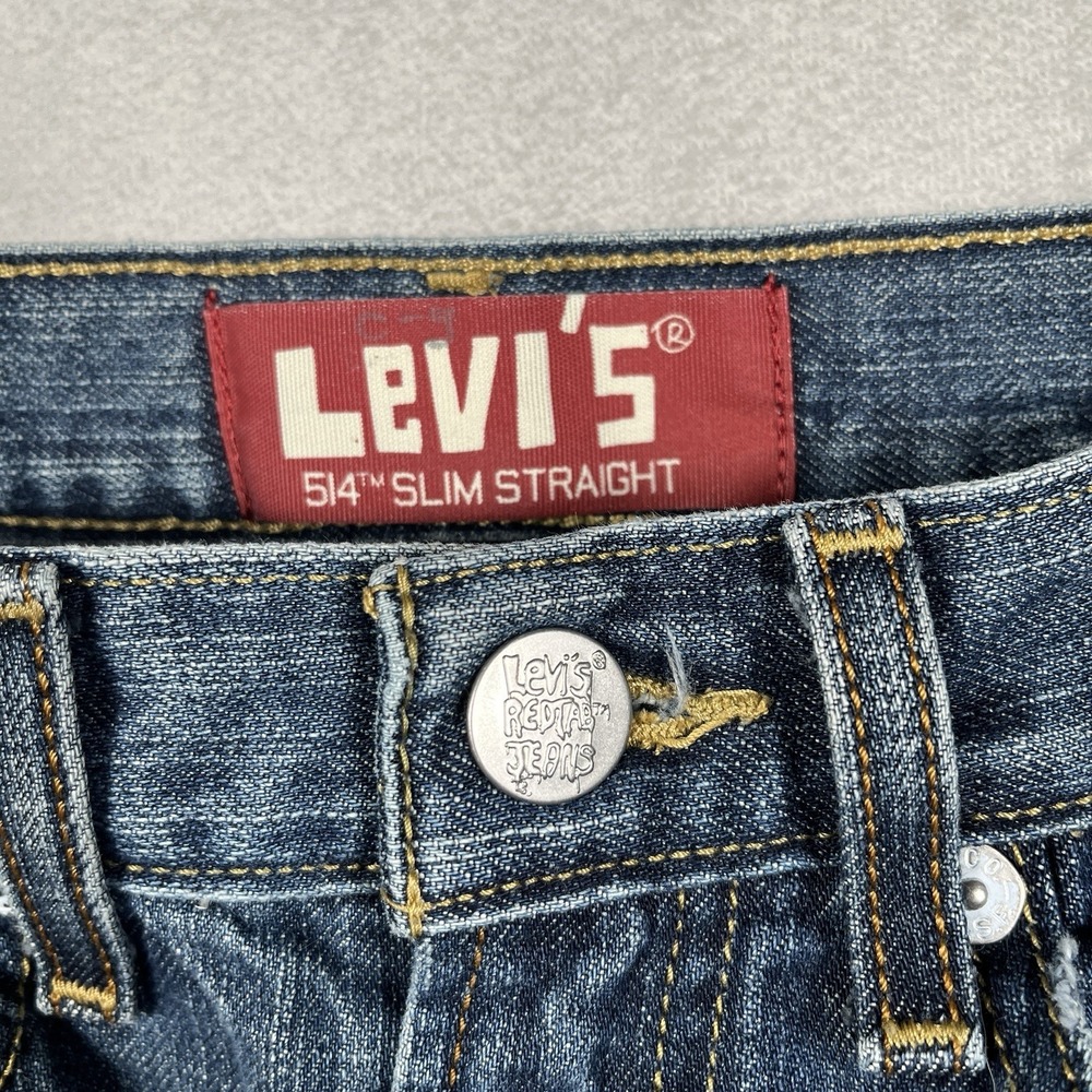 Vintage Boy 2009 Levi's 514 Slim Straight Jeans Red Tab Cotton Sz 16 Reg (28x28)